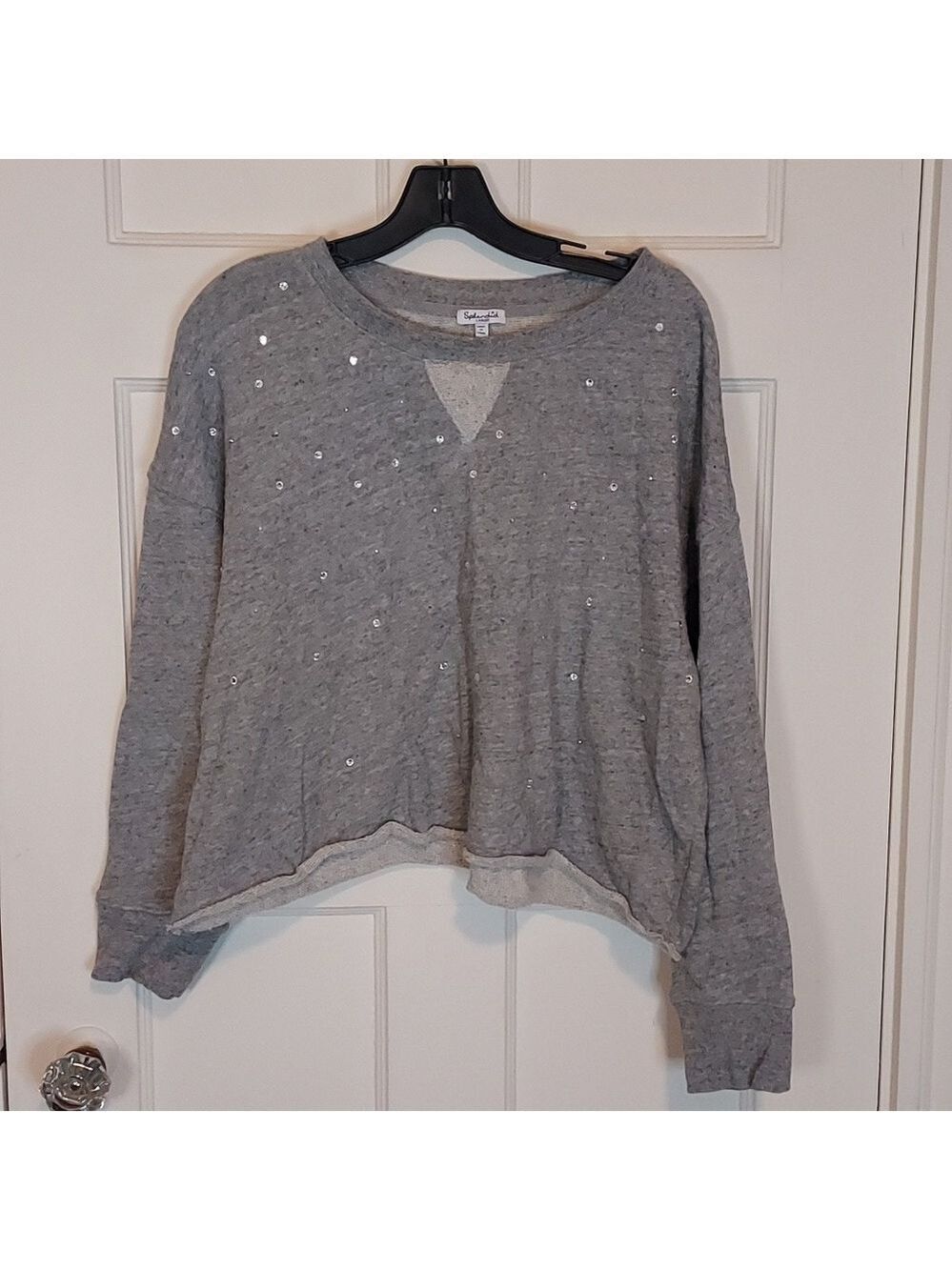 Splendid Grey Rhinestone Embellished Sweatshirt